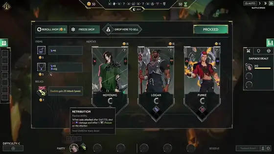 Loop of Guildrun auto-combat with a stacked comp